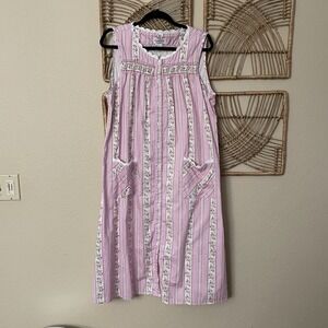 Vintage Lanz Of Salzburg Floral Check Dress Pink White Pockets Cottagecore L B26